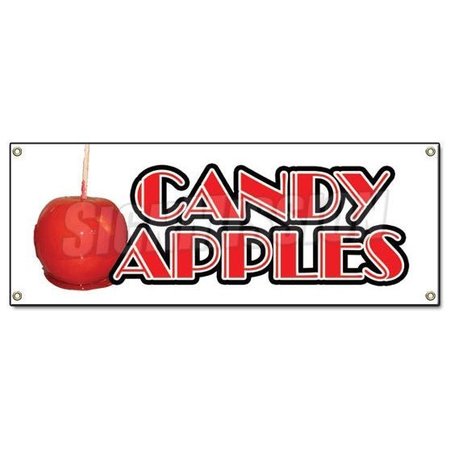 SIGNMISSION CANDY APPLES BANNER SIGN caramel apple cart signs taffy homemade candy fresh B-Candy Apples